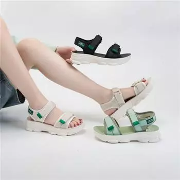 Летняя крутая дышащая обувь на плоской подошве, модные тапочки, студенческие повседневные сандалии, увеличивающие рост 35