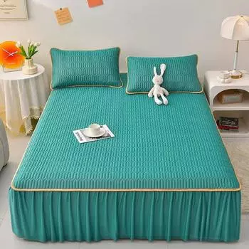 Летняя крутая латексная юбка-холодильник, наволочка, комплект из 3 предметов, домашний текстиль, простыня, матрас, защита от пыли, покрывало 150x200cm-3pcs set