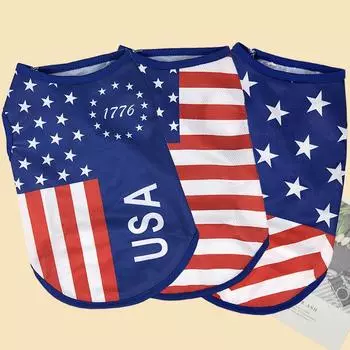 Летняя крутая одежда для собак, сетчатый дышащий жилет для маленьких собак, кошек, футболка с изображением Дня независимости, одежда для домашних животных, двуногая одежда, костюм Тедди для чихуахуа XS