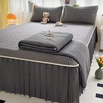 Летняя крутая юбка-кровать, покрывало из латекса, ледяной шелк, крутой мягкий коврик, летнее одеяло с кондиционером, четырехсекционное постельное белье, подставка для кровати 120x200cm