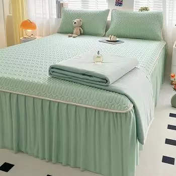 Летняя крутая юбка-кровать, покрывало из латекса ледяного шелка, крутой мягкий коврик, летнее одеяло с кондиционером, четырехсекционное постельное белье, можно стирать в машине 120x200cm