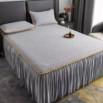 Летняя крутая встроенная кровать-юбка, простыня, мягкий коврик, кружевной наматрасник, чехол для кровати, моющийся складной комплект постельного белья для девочек, покрывало 150x200cm-3pc