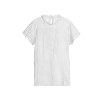 Летняя кружевная футболка. Летний кружевной топ с короткими рукавами и геометрическим узором в стиле пэчворк. S розовый