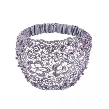 Летняя кружевная повязка на голову с жемчугом: Элегантный широкий полый эластичный аксессуар для волос