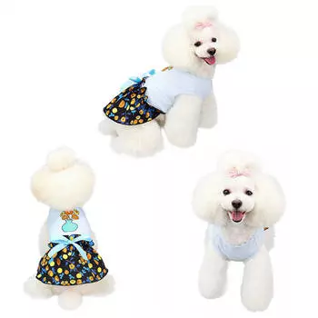 Летняя кружевная юбка с бантом в стиле принта для домашних животных, модная юбка для собак S