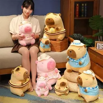 Летняя кукла капибара мягкая игрушка капибара мягкая плюшевая игрушка для детей милый домашний декор плюшевая игрушка капибара 12cm