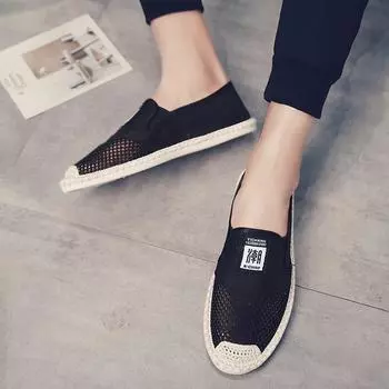 Летняя льняная дышащая повседневная обувь на плоской подошве мужские эспадрильи мокасины модные парусиновые туфли без застежек обувь для рыбалки вождение 39