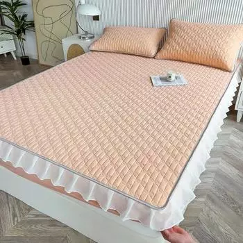 Летняя латексная крутая простыня, наволочка, домашний текстиль, матрас, нескользящее покрывало, двуспальное покрывало с кружевом, можно стирать 150x200cm-3pcs set
