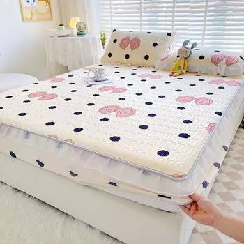 Летняя латексная простыня на подкладке наволочка 3 шт постельное белье домашний текстиль мягкий двуспальный покрывало с кружевом чехол для матраса покрывало 150x200cm-3pcs set