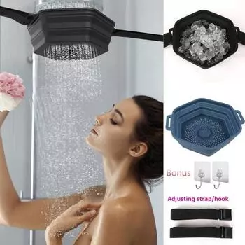 Летняя ледяная ванна, силиконовая ванна с регулируемым ремешком, складная быстроохлаждающаяся насадка под душ синий