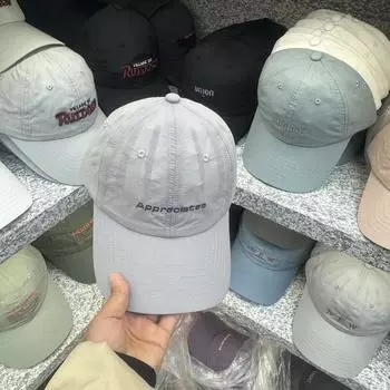 Летняя легкая и дышащая быстросохнущая кепка женская корейская версия вышитые буквы мягкий верх солнцезащитный козырек бейсболка мужская маленькая Adjustable белый