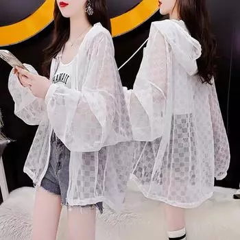 Летняя легкая одежда больших размеров с защитой от солнца, женская летняя дышащая куртка, женский кардиган с защитой от ультрафиолета XS белый