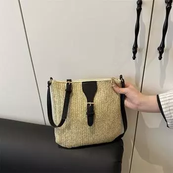 Летняя летняя высококачественная плетеная соломенная сумка для пляжа на берегу моря, женская сумка-мессенджер большой вместимости 2025 года коричневый