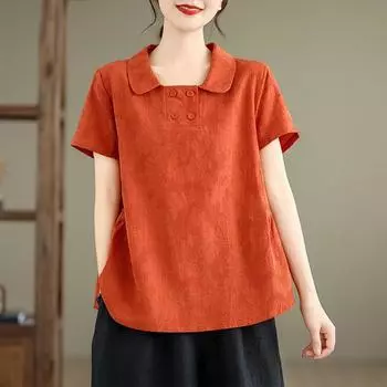 Летняя литература, повседневная рубашка для похудения, топ для женщин, блузка M синий