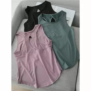 Летняя майка с тонкой сеткой и открытой спиной, свободная повседневная универсальная спортивная футболка для йоги, фитнеса, бега, жилет S чёрный