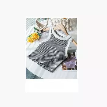 Летняя маленькая кофточка в черно-белую полоску для женщин, носит короткую футболку без рукавов внутри и снаружи. Горячие девушки просто хотят снизу. one size чёрный