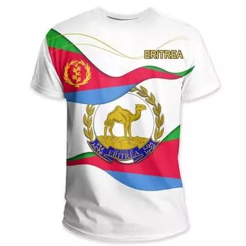 Летняя маленькая женская футболка с флагом Эритреи, с коротким рукавом, мужская футболка в африканском стиле с 3D принтом, дропшиппингери-united, Эритрейская футболка 4XL