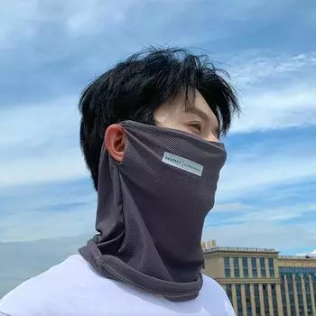 Летняя маска Ice Silk Sunscreen для мужчин и женщин, для езды на велосипеде, для лица, однотонная повязка на шею, защита от ультрафиолета, бандана для ушей, шарф A