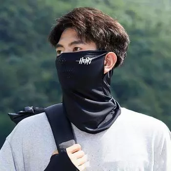 Летняя маска из ледяного шелка с буквами, защита от солнца, декольте, солнцезащитный крем, вуаль для лица, походы чёрный