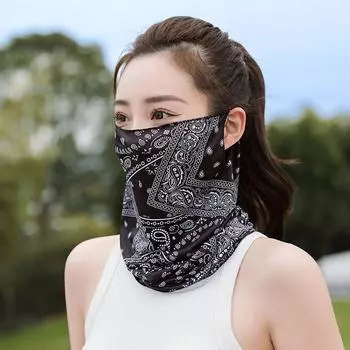 Летняя маска от солнца из ледяного шелка, Защита лица и шеи, Защита от УФ-лучей, Женская, С ушными петлями, Для вождения, Дышащая вуаль, Солнцезащитный козырек, Для улицы, Мужская 1