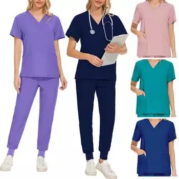 2025 летняя медицинская одежда больница с короткими рукавами косметическая форма бег трусцой доктор рабочая форма медицинская хирургическая многоцветная унисекс униформа S фиолетовый