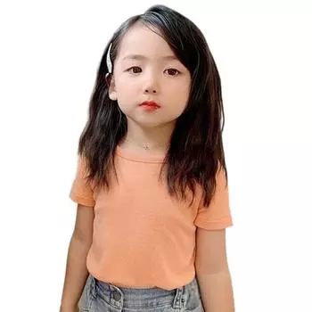 Летняя милая футболка с бантом для девочек, футболка с открытой спиной, хлопковые топы с короткими рукавами, детские топы с круглым вырезом, футболки, детская одежда, От 3 до 8 лет 15