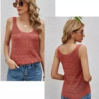 Летняя мода 2021 года, женский сексуальный свитер с открытыми плечами, однотонный облегающий трикотажный жилет S красный