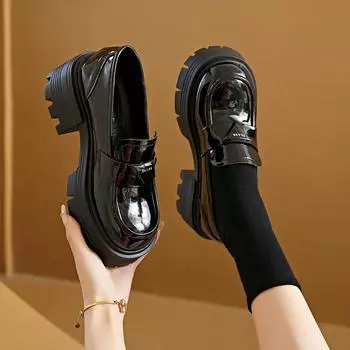 Летняя мода 2024 года, новые однотонные женские туфли с круглым носком и толстым каблуком, удобные и элегантные нескользящие туфли на высоком каблуке 35 чёрный