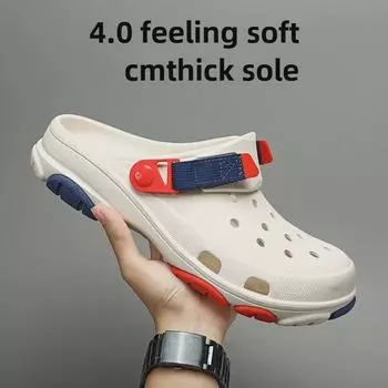 «Летняя мода 2024 года»: Сандалии в корейском стиле с дырочками для пар — повседневная пляжная обувь для отдыха на природе и варианты больших размеров.