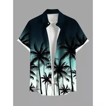 Летняя мода 2025 года, гавайская рубашка, мужская, с 3D-принтом, с коротким рукавом, на пуговицах, с лацканами, повседневные, большие футболки Aloha S
