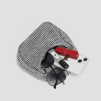 Летняя мода 2025 года, вечерняя сумочка с бриллиантами для женщин 18x8.5x9 cm серебряный