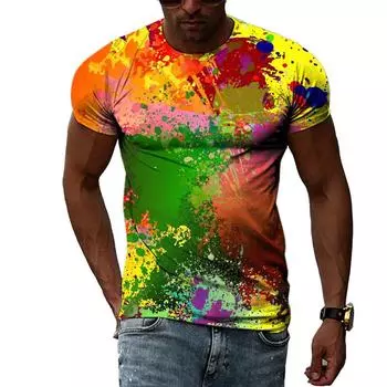 Летняя мода 3D абстрактный принт повседневная мужская футболка индивидуальный тренд хип-хоп уличный стиль круглый вырез короткий рукав футболка S