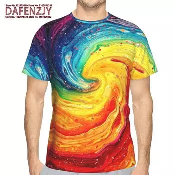 Летняя мода 3D мужская хип-хоп абстрактная футболка Harajuku Die Dye повседневная и удобная футболка с коротким рукавом S красный
