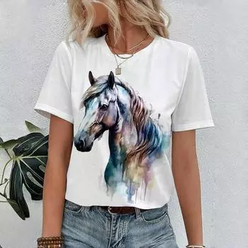 Летняя мода 3D принт футболки женская уличная одежда Harajuku повседневная Y2k футболка с коротким рукавом футболки с круглым вырезом топы одежда S