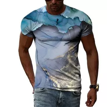 Летняя мода абстрактные цветные графические футболки для мужчин повседневная футболка с 3D-принтом Harajuku Personality круглый вырез короткий рукав 4XL