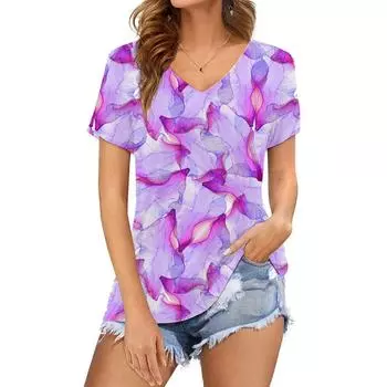 Летняя мода бабочка 3D принт футболки сексуальная уличная женская футболка V-образный вырез Y2k топы футболки женская свободная одежда Harajuku L