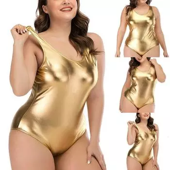 Летняя мода бикини однотонная светящаяся ткань прикрывает живот и демонстрирует тонкий цельный женский консервативный купальник женский L жёлтый