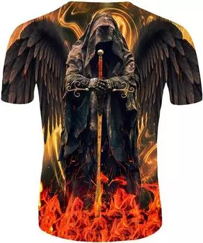 Летняя мода для мужчин и женщин с черепом ужасов и 3D принтом с круглым вырезом и коротким рукавом, индивидуальная трендовая повседневная детская футболка, топы большого размера S