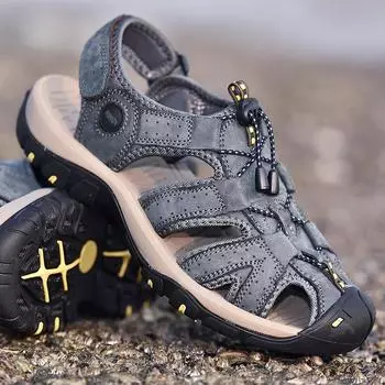 Летняя мода дышащие Baotou ручной работы большого размера мужские альпинистские нескользящие сандалии обувь 38 синий