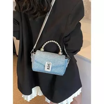 Летняя мода джинсовая искусственная кожа маленькие сумки новый дизайн клапан женская сумка через плечо синяя ежедневные сумки через плечо