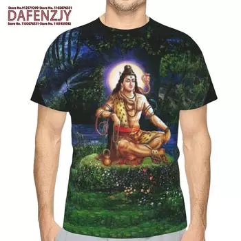 Летняя мода индийская футболка с изображением Шивы для мужчин и женщин, повседневные футболки с 3D-принтом с индийскими божествами, топы с коротким рукавом и круглым вырезом S красный