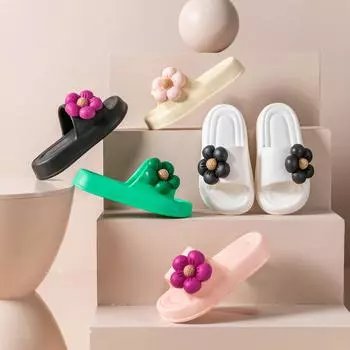 Летняя мода ЭВА резиновые тапочки с цветочным принтом модные сандалии для женщин 4 см толстая подошва милый простой принт легкий 36-41