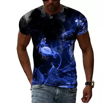 Летняя мода Красивые футболки с художественной графикой для мужчин Повседневная красивая футболка с 3D-принтом в стиле Харадзюку Хип-хоп Уличный стиль Уличная одежда S