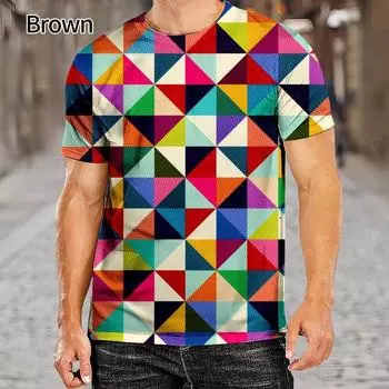 Летняя мода Креативная абстрактная футболка с 3D-печатью Мужская повседневная крутая футболка с коротким рукавом