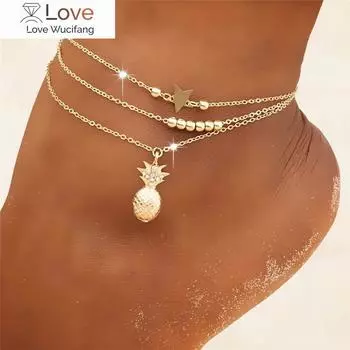 Летняя мода кристальные ананасы ножные браслеты женские босые сандалии крючком украшения для ног браслеты на лодыжку из бисера для женщин цепочка на ногу