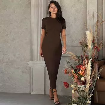 Летняя мода круглый вырез Slim Fit сзади шнуровка с длинными рукавами вечерние платья S чёрный