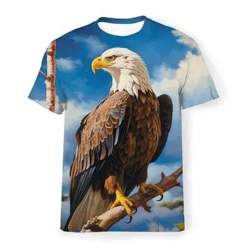 Летняя мода крутые футболки с рисунком стервятника для мужчин повседневные удобные трендовые топы в стиле хип-хоп с круглым вырезом и принтом в уличном стиле S