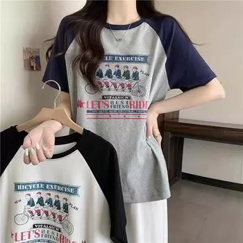 Летняя мода Лоскутные женские футболки с забавным графическим принтом Футболка Femme Harajuku повседневная свободная универсальная одежда из чистого хлопка Футболка Женская уличная одежда M белый