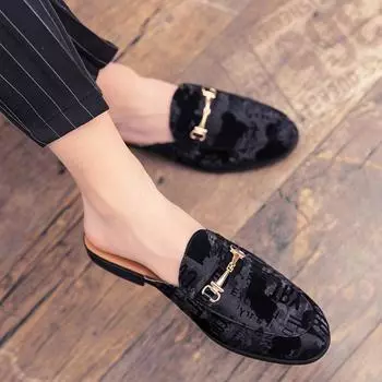 Летняя мода мужская повседневная обувь полулоферы на платформе мужские тапочки люксового бренда легкие кожаные сандалии большого размера 45 38 чёрный