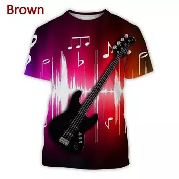 Летняя мода Музыкальные инструменты Бас-гитара Футболка с 3D-печатью Персонализированные хип-хоп уличные мужские трендовые повседневные футболки в стиле Харадзюку XS